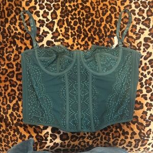 Teal Lace Underwire Bustier Top